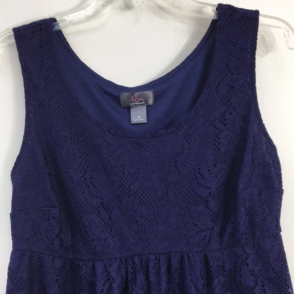 Oh Baby by Motherhood Maternity Navy Lace Overlay Sleeveless Midi Dress Size M
